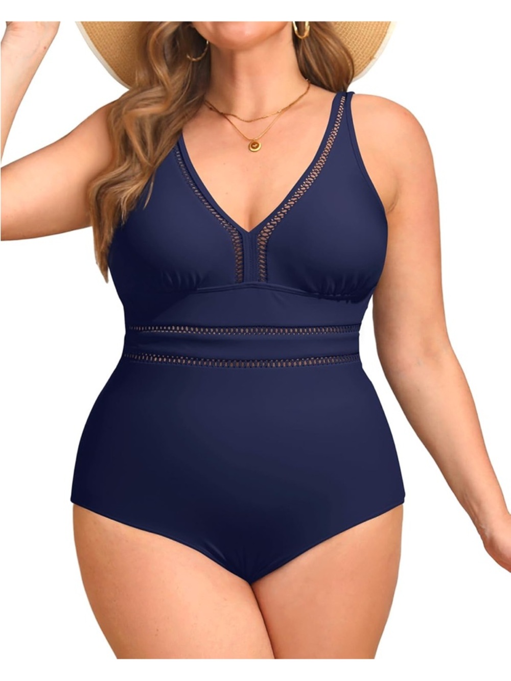 🚘 🆕 black V‑Neck One‑Piece Swim Suit hollowed out sexy size 22W